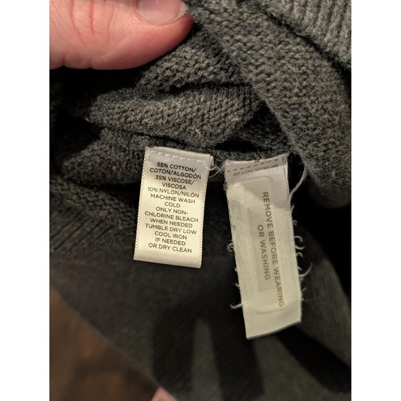 LOFT Floral Embroidered Bell Sleeve Sweater Womens Medium Gray Cottagecore Warm - Picture 8 of 10